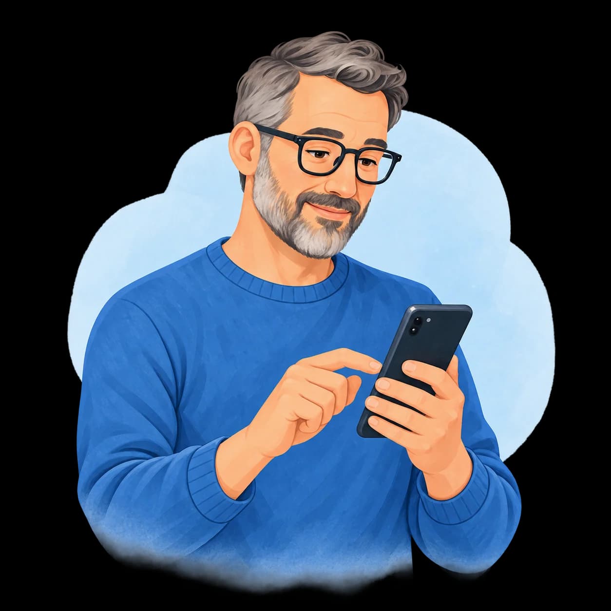 Muž nastavuje své cíle a omezení v telefonu.